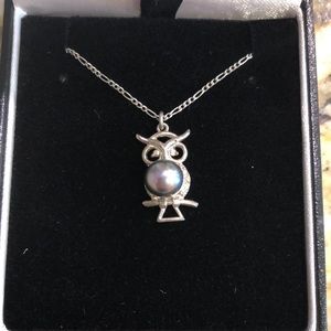 Pearl Owl Charm and Necklace